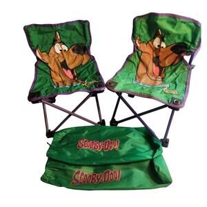 PAIR Shakespeare Scooby-Doo Kids Foldable Camp Chair + Bag Cartoon Network 2002
